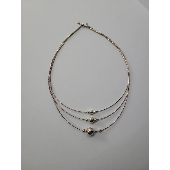 Vintage Sterling Silver 925 Necklace Beaded Rope Multi Strand Jewelry Fine Metal - Picture 15 of 15